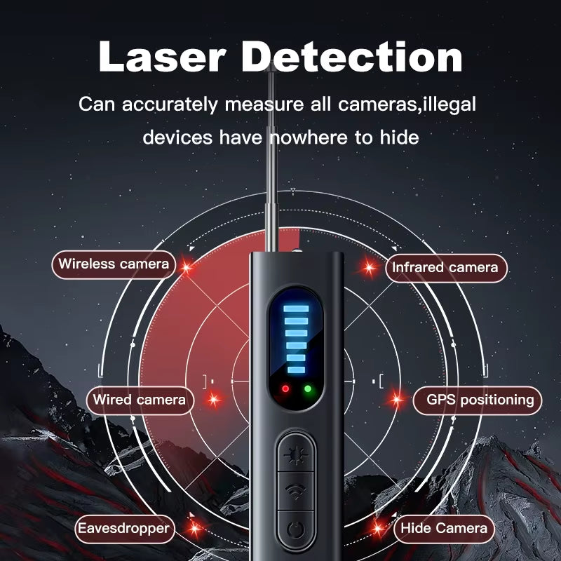 Hidden Camera Detector for Airbnb & Hotels | RF Signal & Infrared Spy Finder | Anti-Spy Travel Security Scanner