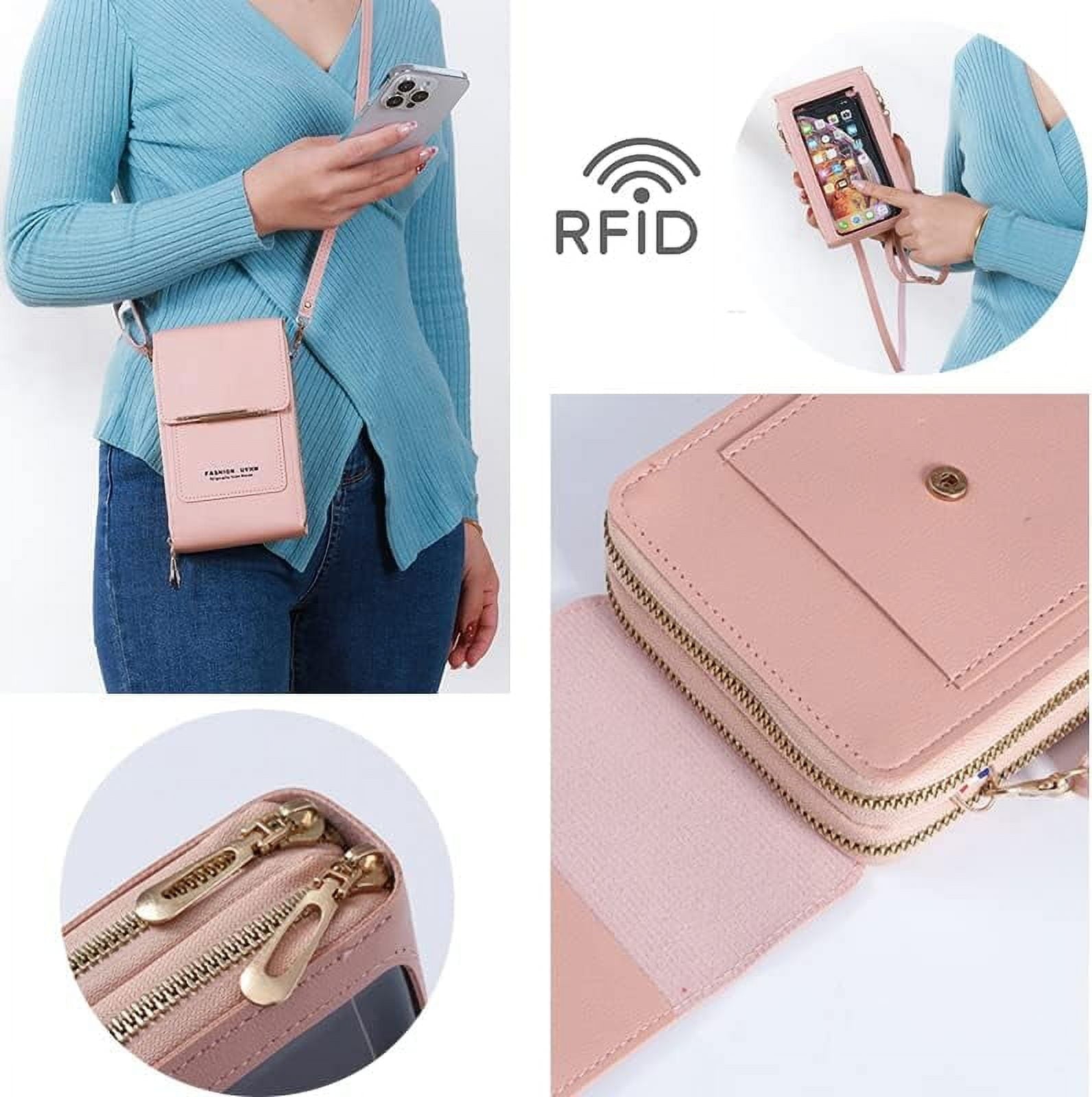 RFID Blocking Crossbody Phone Wallet | Stop Card Skimmers | Anti-Theft Women's Phone Purse with Shoulder Strap